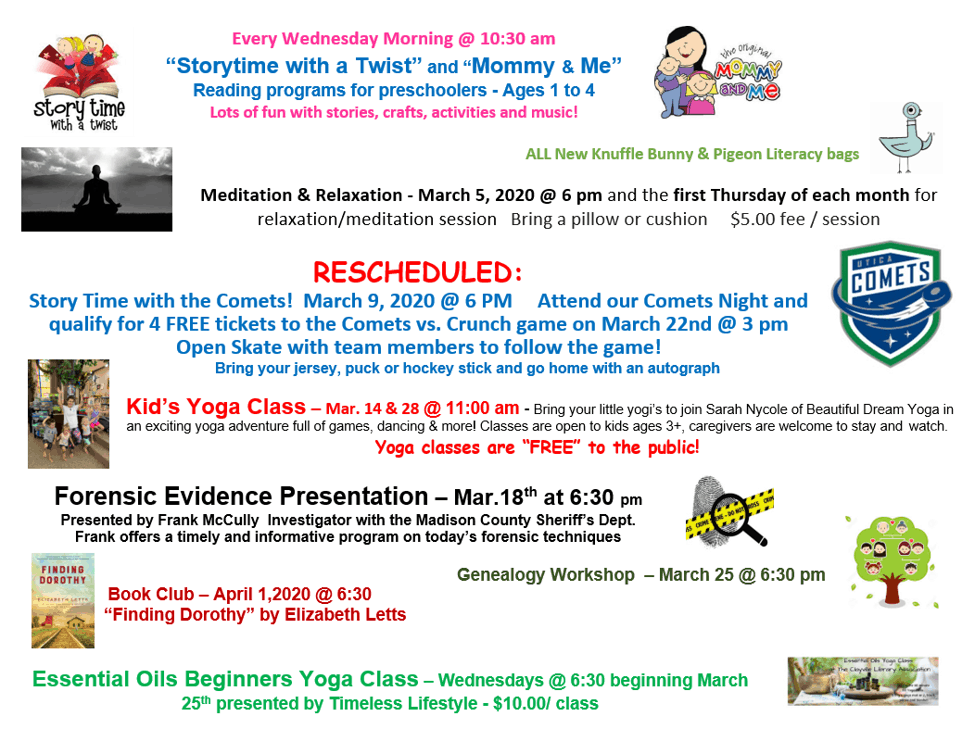 Calendar Clayville Library Association