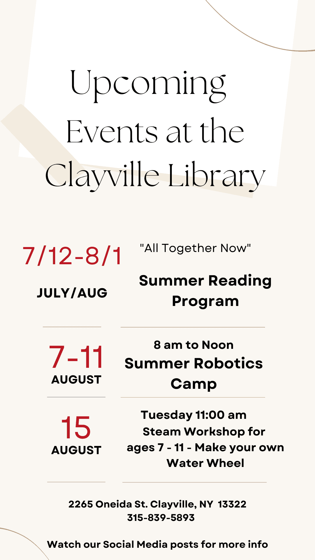 Clayville Library Association Library site