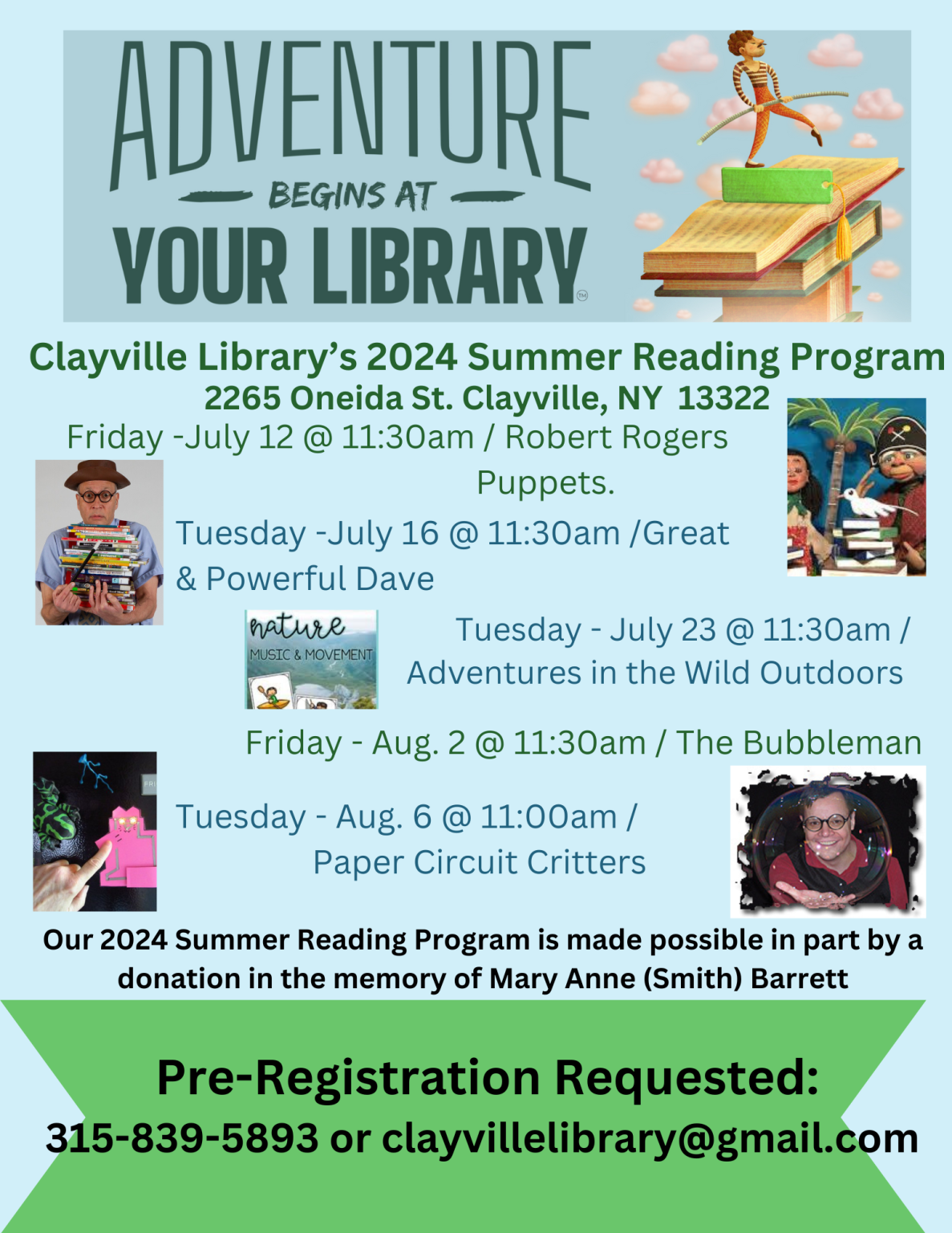 Clayville Library Association Library site
