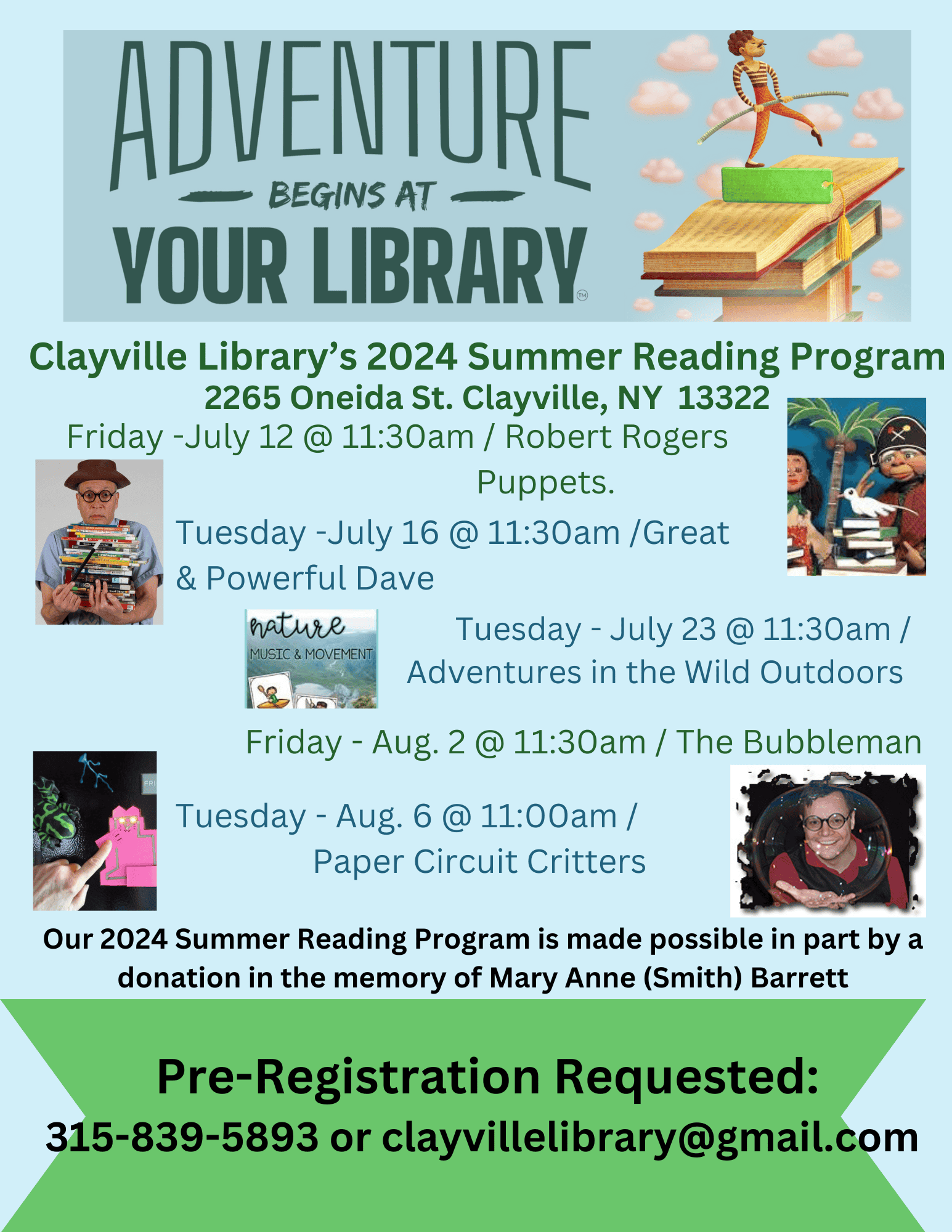 Clayville Library Association Library site